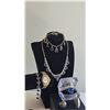 Image 1 : Jewellery Lot: Necklaces, Rings, Bracelet, Wristwatch