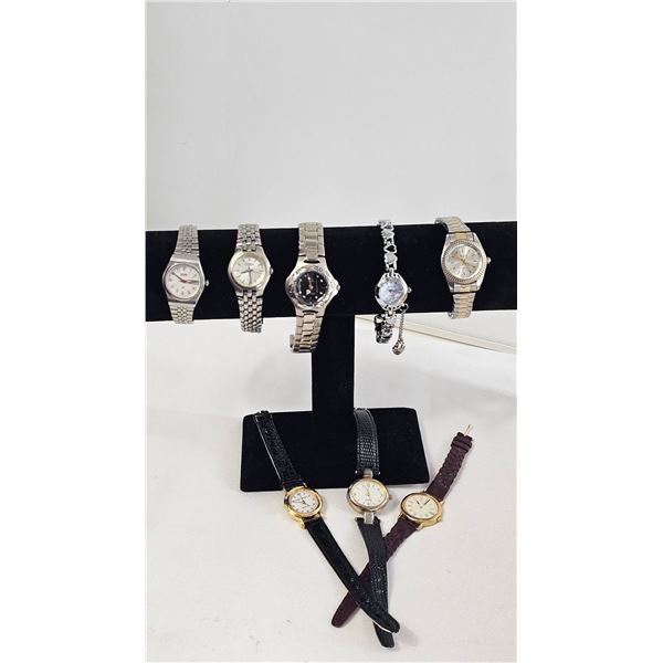 Women's Wristwatch Lot, 8 Pieces, Metal and Leather Bands