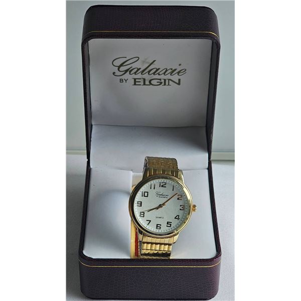 Galaxie by Elgin Gold-Tone Quartz Wristwatch with Original Box