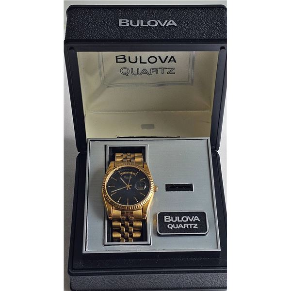 Bulova Quartz Gold Tone Watch in Original Box