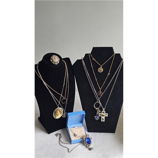Necklaces, Brooch, and Sterling Silver Pendant