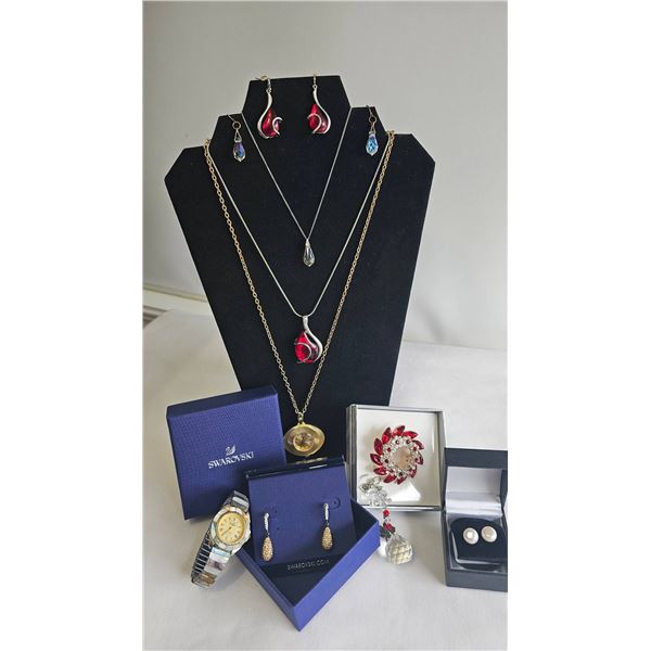 Jewellery Lot With Swarovski, Pearl, Crystal, Watches and Brooch