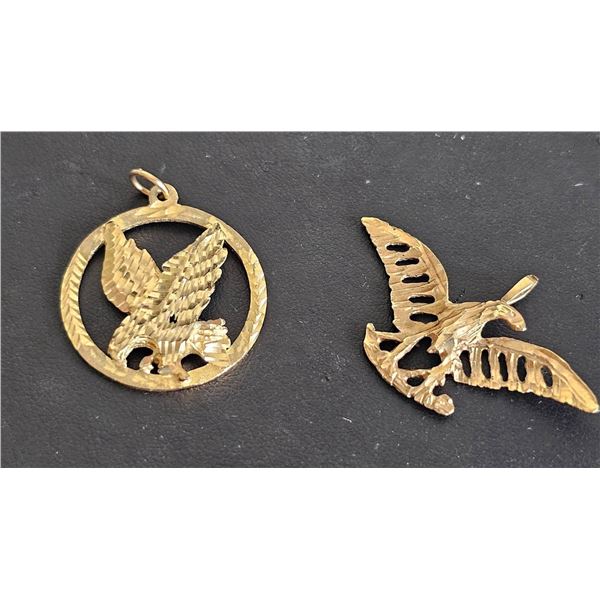 Two 10KT Gold Eagle Pendants 4.91G