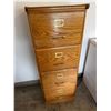 Image 1 : Oak Four-Drawer Vertical Filing Cabinet with Brass Hardware