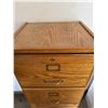 Image 2 : Oak Four-Drawer Vertical Filing Cabinet with Brass Hardware