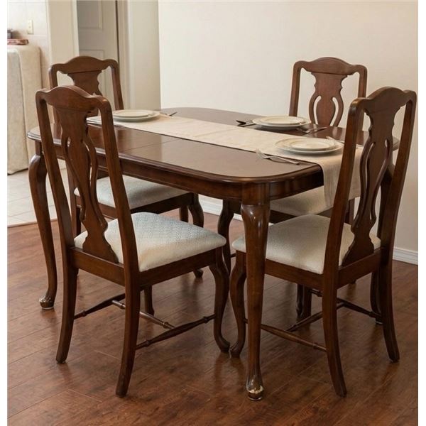 Wood Dining Table With 4 Chairs Two Leafs