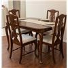 Image 1 : Wood Dining Table With 4 Chairs Two Leafs