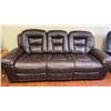 Image 1 : Brown Leather Reclining Sofa With Contrast Stitching