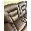Image 3 : Brown Leather Reclining Sofa With Contrast Stitching