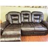 Image 4 : Brown Leather Reclining Sofa With Contrast Stitching