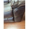 Image 2 : Brown Leather Reclining Loveseat With Central Console