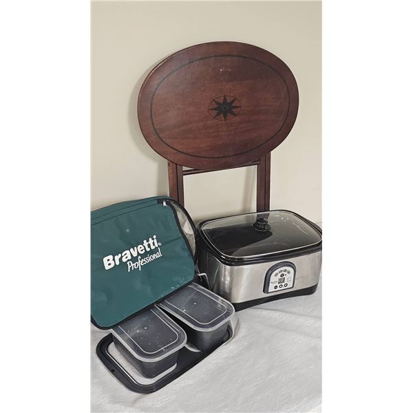 Bravetti Professional Slow Cooker with Carry Bag and Oval Accent Table