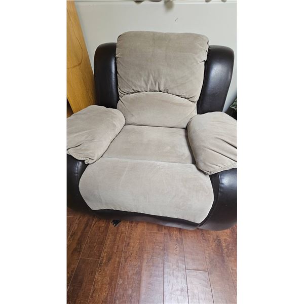 Oversized Faux Leather and Microfiber Armchair