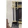 Image 1 : Brass and Black Fireplace Tool Set with Stand