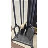 Image 2 : Brass and Black Fireplace Tool Set with Stand