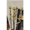 Image 3 : Brass and Black Fireplace Tool Set with Stand
