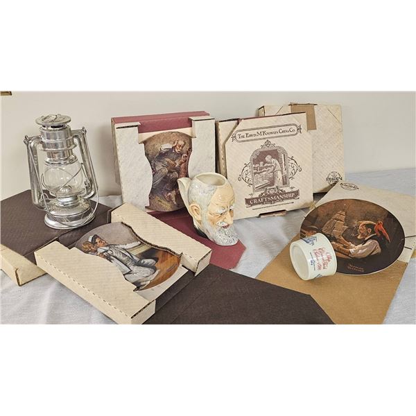 Norman Rockwell Collector Plates, Character Jug, Lantern, Mug