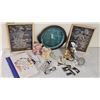Image 1 : Lot With Framed Art, Signed Plate, Collectibles, and Decor