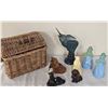 Image 1 : Ceramic Figurines with Wicker Basket