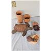 Image 1 : Lot: Clay Turtle, 2 Doulton Lambeth Planters, 2 Wall Masks