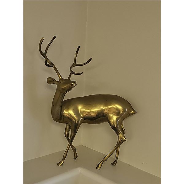 Solid Brass Standing Stag Figurine
