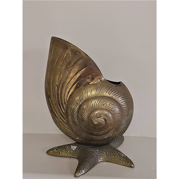 Brass Nautilus Shell Vase on Starfish Base