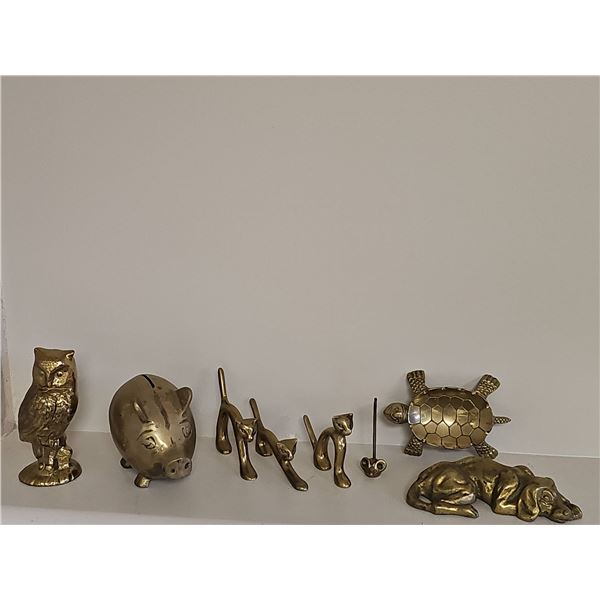 7 Solid Brass Animal Figurines