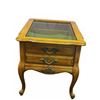 Image 1 : Wood And Glass Display Side Table With Two Drawers