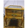 Image 2 : Wood And Glass Display Side Table With Two Drawers