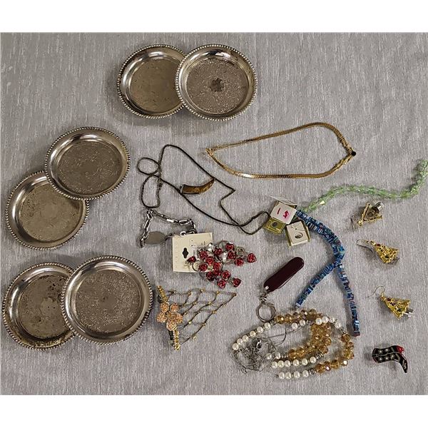 Jewellery And Six Silver-Plated Coasters