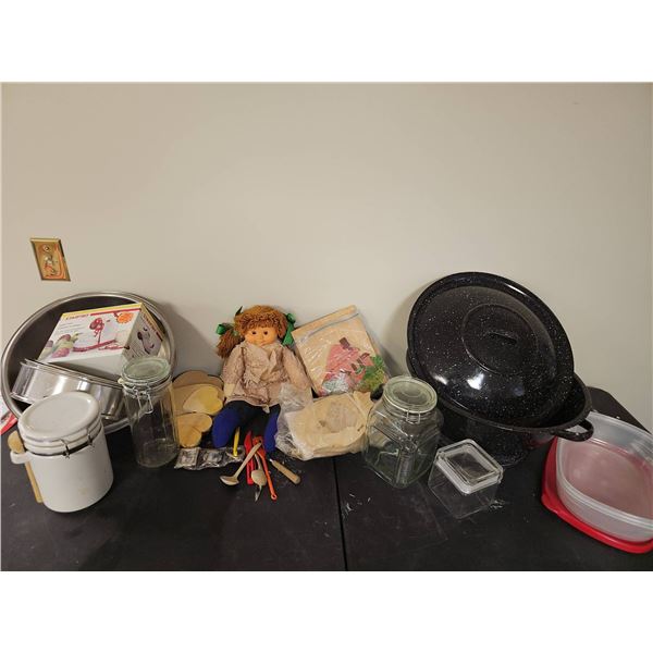 Bread Bowl,Glass Jars, Doll, Utensils, Starfrit Apple Peeler