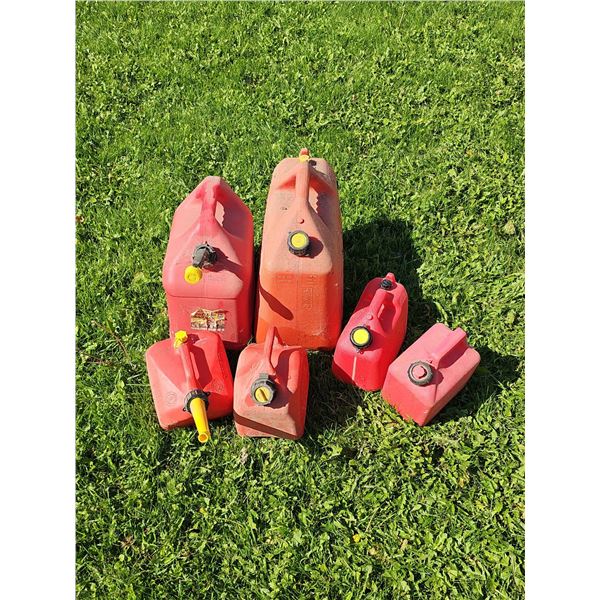 6 Red Plastic Gasoline Fuel Containers