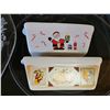 Image 3 : Holiday Themed Glass Platter, Glass Bowl, and Two Ceramic Napkin Holders