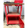 Image 3 : L2 - Rolling Red dolly w/ padded top, sign & misc. tools