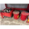 Image 4 : L2 - Contents of workbench including residue remover, suspension components, metal cans, etc.