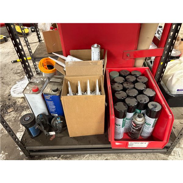 L2 - Shelf - Simple green industrial cleaner, elastic sealant, AC flush solvent, etc.