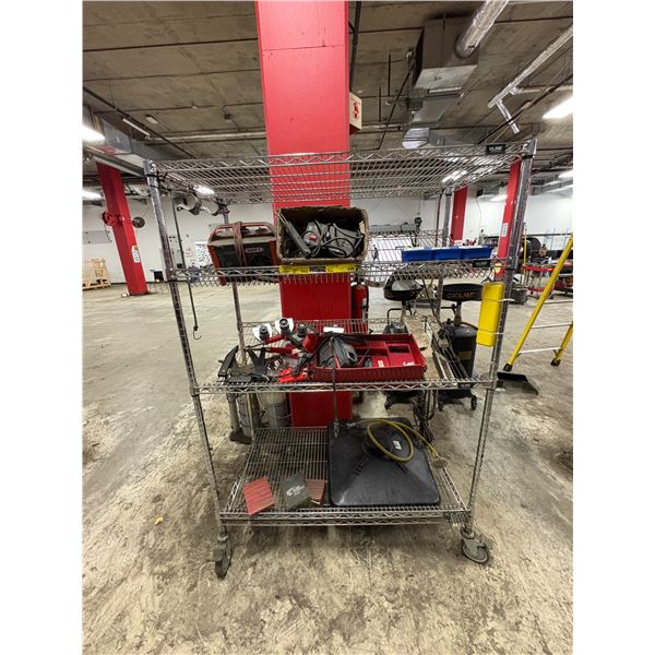 L2 - Wire steel rolling rack w/ tilted shelves - 48x24x70"