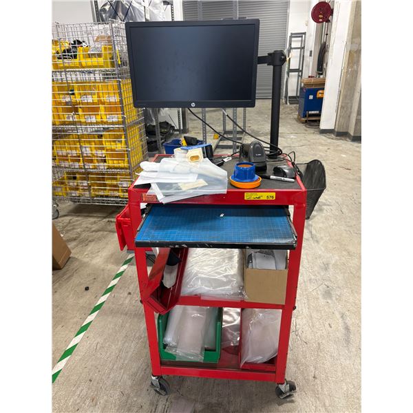 L2 - Rolling Cart & Contents including plastic bags, scanner, monitor, etc.