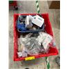 Image 1 : L2 - Dolly w/ bin containing misc. OEM Tesla bolts, clips, etc.