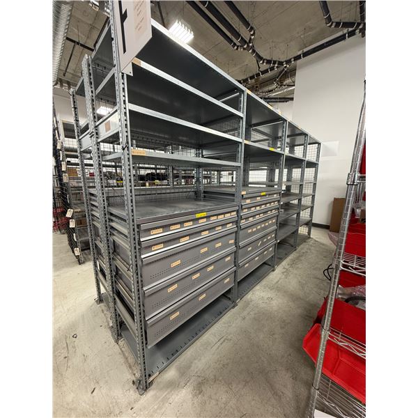 L2 - Adjustable racking w/ solid shelves & organizational drawers - x14 Shelves / x11 Drawers