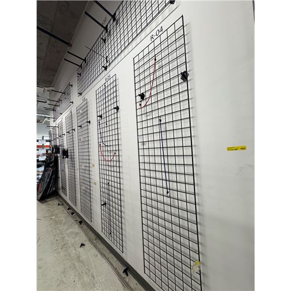 L2 - Group lot of Wall mount Wire racks, Various sizes  - Bidder responsible for removal (approx.