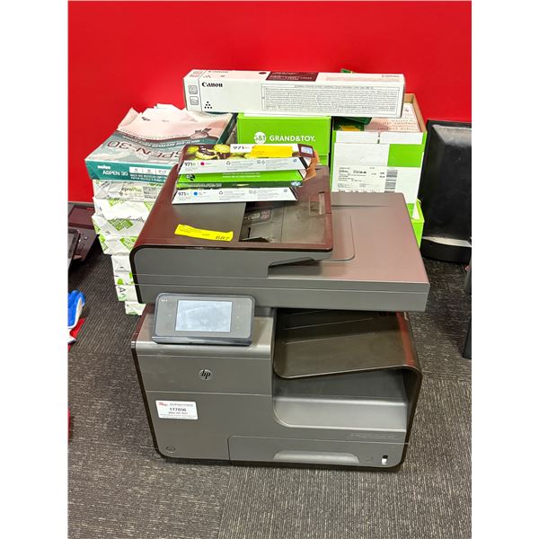 L2 - HP Officejet Pro X576dw Multifunction Printer with extra cartridges and large group of printer 