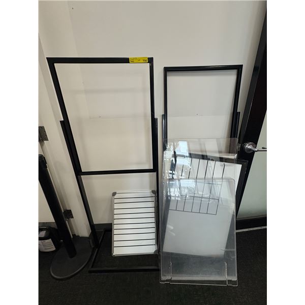 L2 - Group Lot Includes office display Equipment, featuring two black-framed standing signs with cle