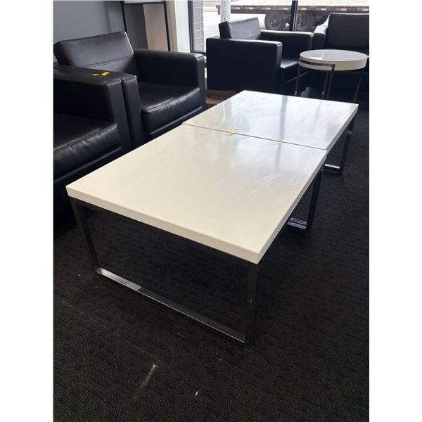 L2 - Pair of Coffee tables with Stainless Steel Frame and White Top