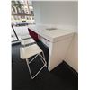 Image 2 : L2 - White and Red Accent Console Table paired with a set of 4 Matching Stools.