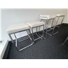 Image 2 : L2 - Group lot of 4 Stools with Stainless Steel Legs and white cushions - Different Sizes