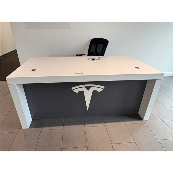 L2 - Large Rectangular Desk with Tesla branding, comes with an Office Chair