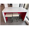 Image 2 : L2 - High-top Counter Table set with a white-and-red design, plus 2 Matching Bar Stools