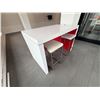 Image 3 : L2 - High-top Counter Table set with a white-and-red design, plus 3 Matching Bar Stools