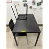 Image 2 : L2 - IKEA Breakroom set includes a Rectangular Table paired with Two Matching Black Chairs